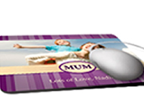Print your own mouse mats. Available in three different shapes: rectangular, round and heart